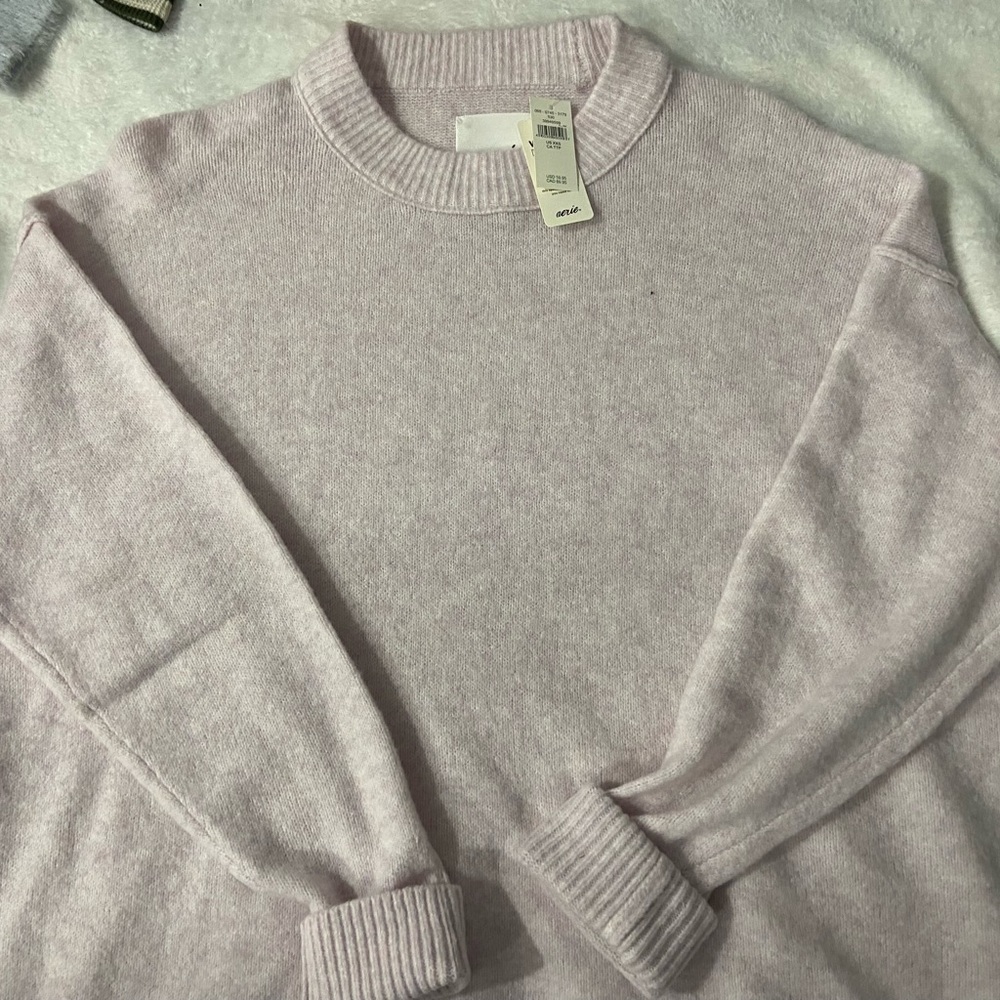 Aerie Pink Knit Cardigan with Ribbed Details